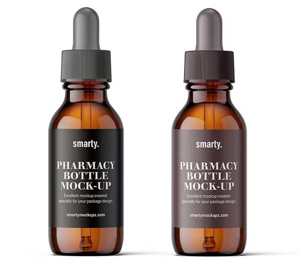Amber Dropper Bottle Mockup Template